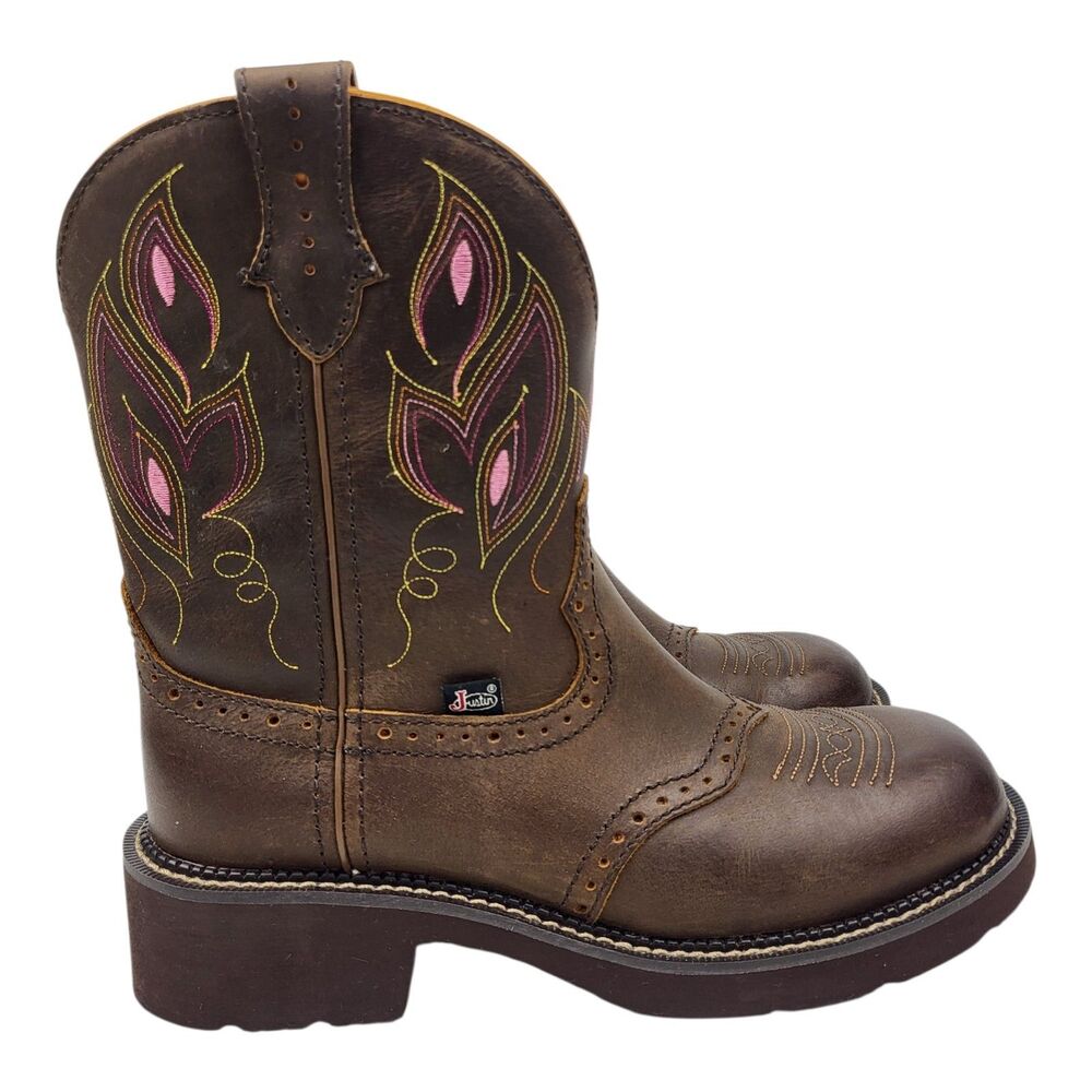 Justin Women's 8" Gemma Gypsy GY9526 Boot Brown Size 9.5 B Cowgirl Western Rodeo
